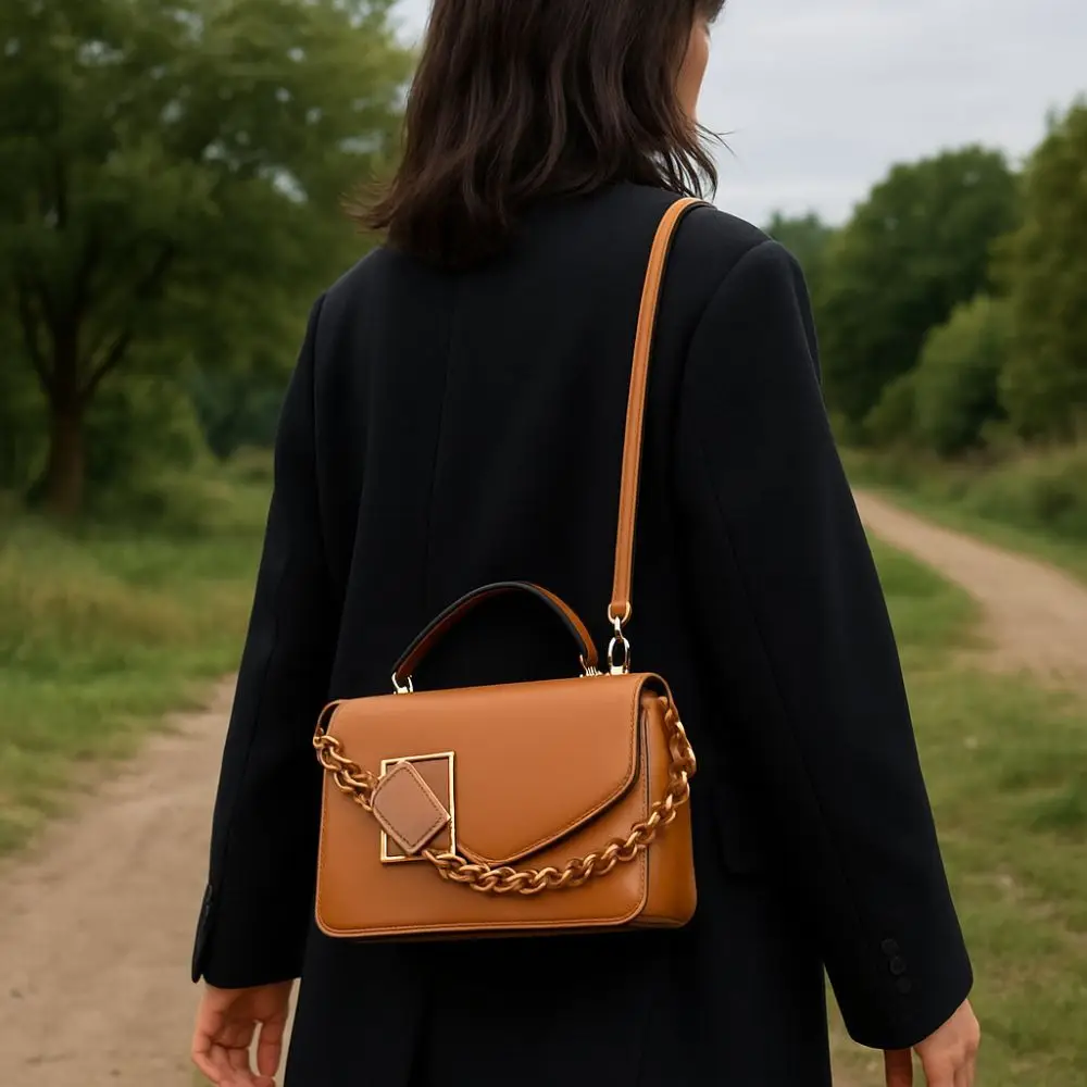 

Retro Flap Korean Style Women Crossbody Bag Solid Color Adjustable Fashion Armpit Bag Simplicity Chains Handbag Go To Work