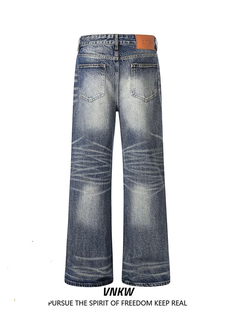 

Washed Vintage Design Loose Straight Leg Jeans Casual Versatile Long Trousers for Men And Women Youth Fashion Cotton Poly...