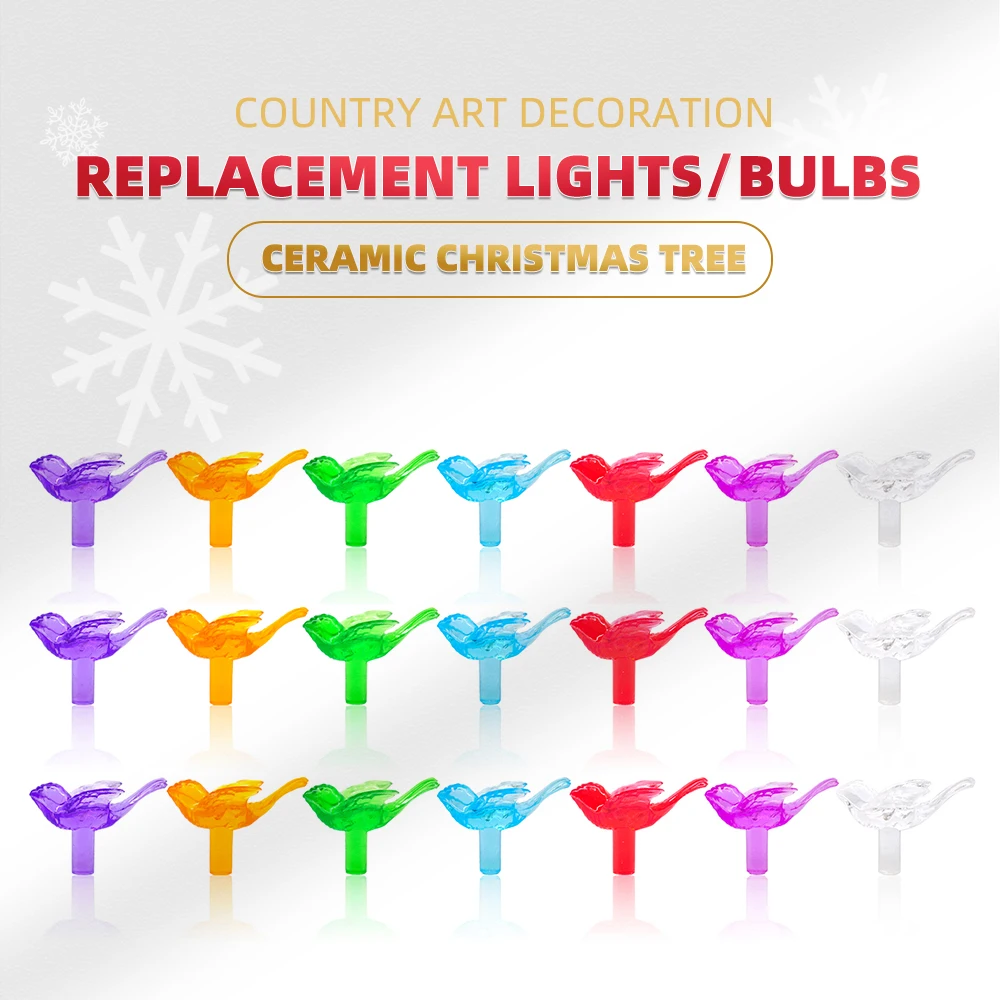 50pcs Ceramic Christmas Tree Replacement Lights Multi Color Medium Bird/Dove Light Ornaments DIY Home Party Nice Decor Navidad