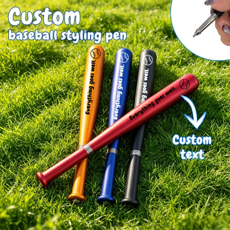 Custom Engraved Baseball Shaped Ballpoint Pen Personalized Text Mini Baseball Bat Pen Creative Gift For Student Office Writing