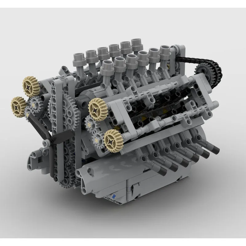 محرك V12 مع نموذج كتلة تجميع ، بناء ، لغز تعليمي ، لعبة عيد ميلاد ، هدية للأطفال