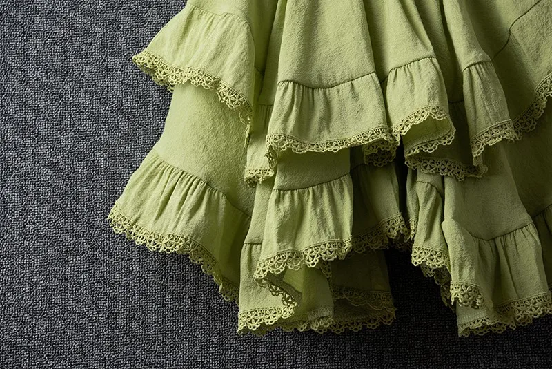 Summer Irregular Lace Round Cotton Linen Mini Skirt, High Waist Short Skirts For Women 2025