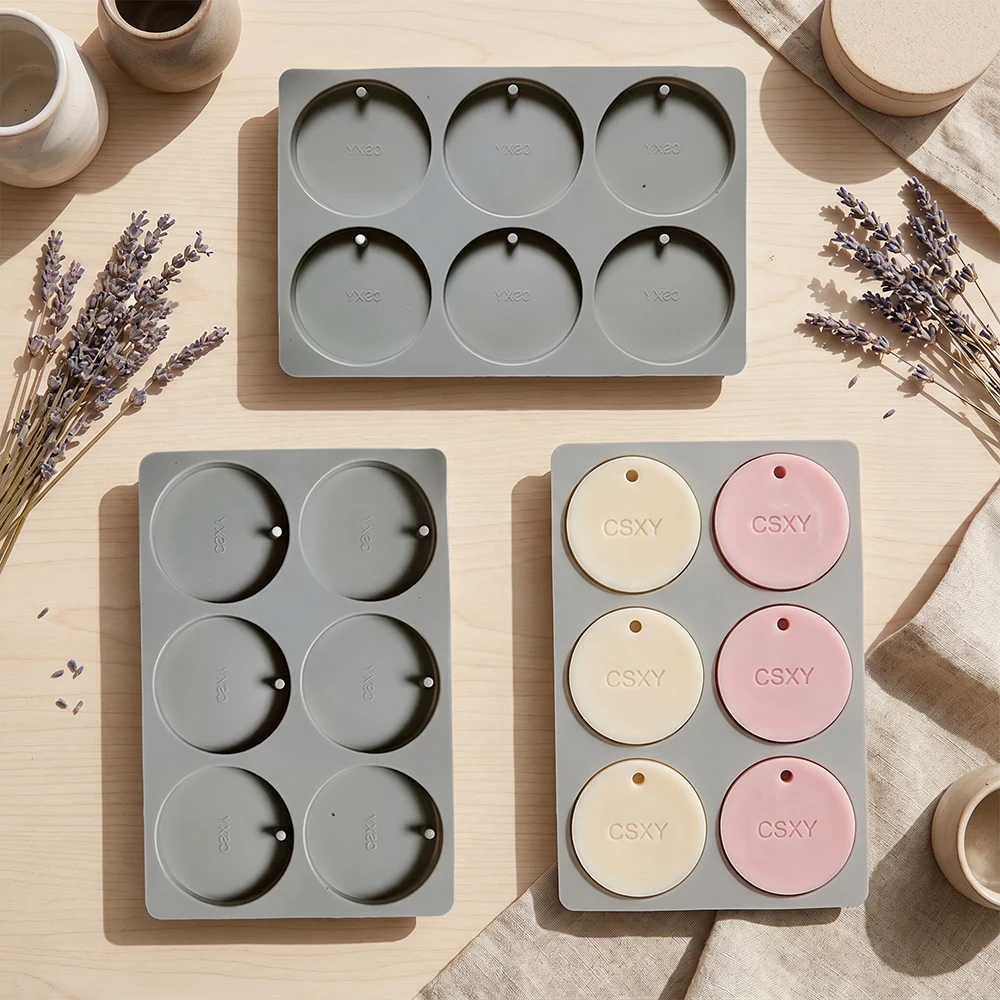 Soap Making Molds - 1個6穴円形モールドDIY手作りアロマキャンドル石膏エポキシ樹脂石鹸シリコンモールド