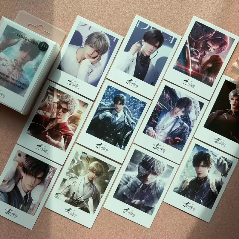 40 Pcs Love & Deepspace Lomo Cards Set Holographic Photos Rafayel Zayne Sylus Caleb Theme for Cosplay Gift Collectible Items