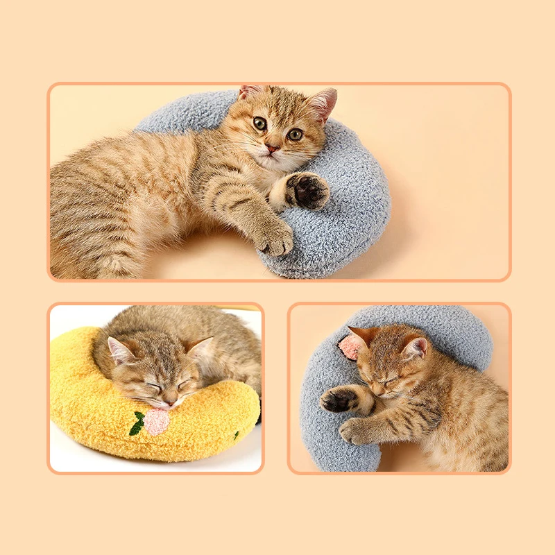 

Горячая подушка для сна для домашних животных Подушка в форме полумесяца Подушка для защиты шеи кошки Шаг на молоке Глубокий сон U-образная подушка