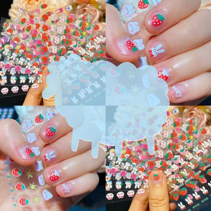 Glow In Dark Kids Princess Nail Stickers Waterproof Self Adhesive Decals for Girls Themed Birthday Party Supplies