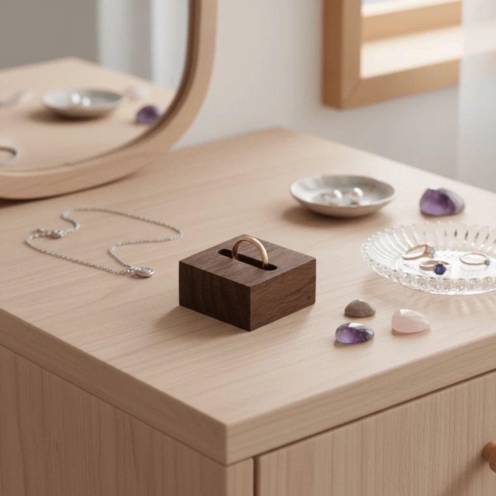 Винтажная подставка для ювелирных изделий из цельного дерева ореха, реквизит для шоу ювелирных изделий, украшение для дома, подставка для колец, кольцо, стеллаж для выставки товаров, кольцо