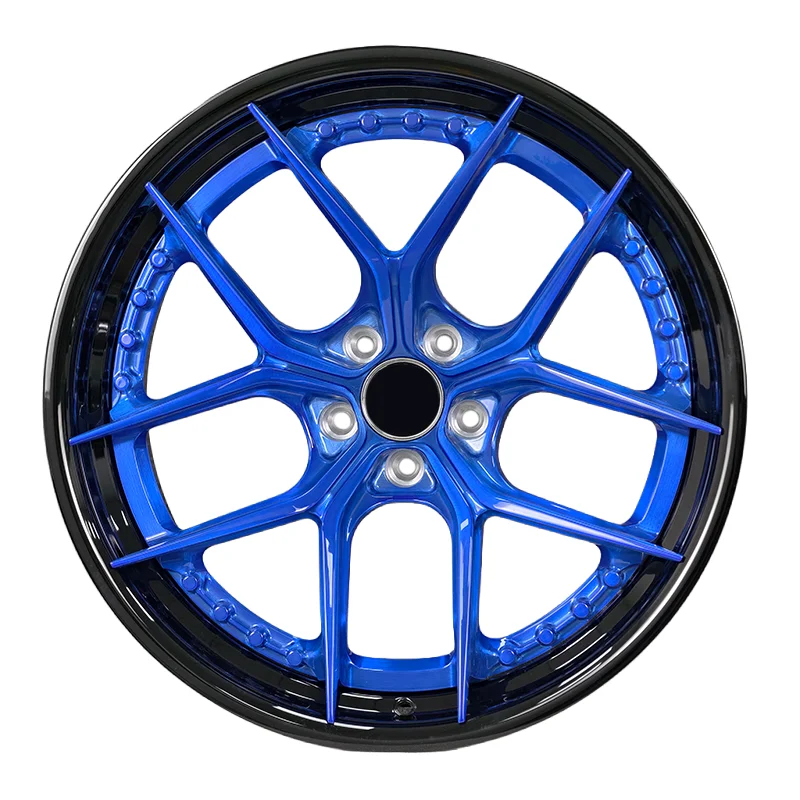 LSGZL Deep Lip Forged Wheels GLOSSY Lip BLUE FACE 2 Piece Custom  Forged Concave Wheels 5x11217 18 19 20 21Inch 5x114.3 5x120