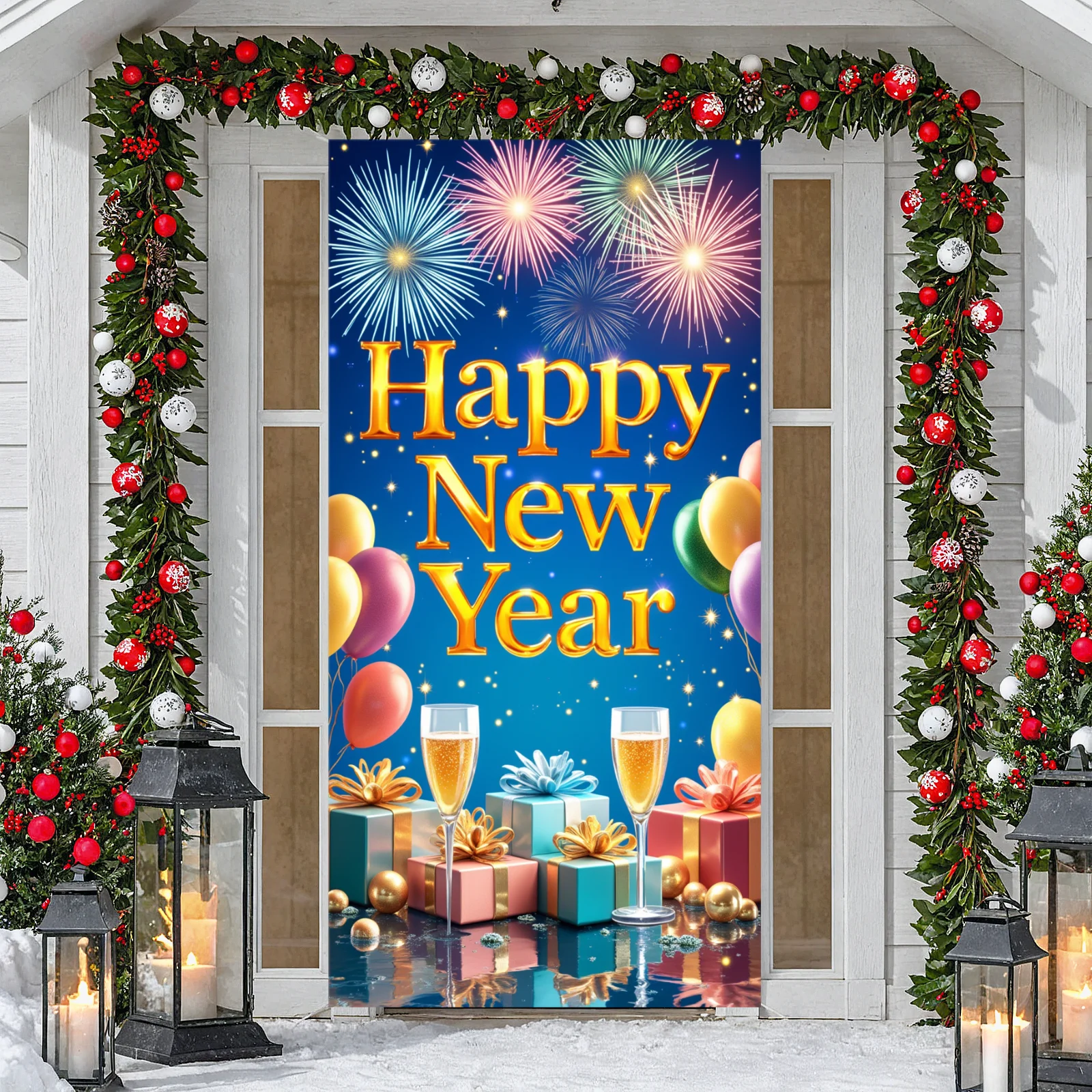 2026 Celebration Banner Firework Design New Year Display Festive Backdrop Lighted 2026 Letters Holiday Background For Family