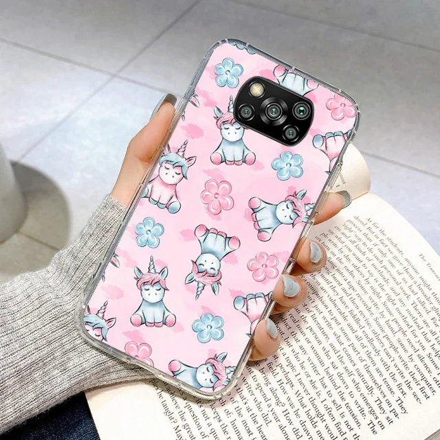 Cute Baby Unicorn Rainbow Soft Silicone Phone Case For Xiaomi Poco X3 NFC X4 GT X5 X6 F6 F5 Pro F4 F3 F2 F1 M5S M4 M3 M2 5G Cove