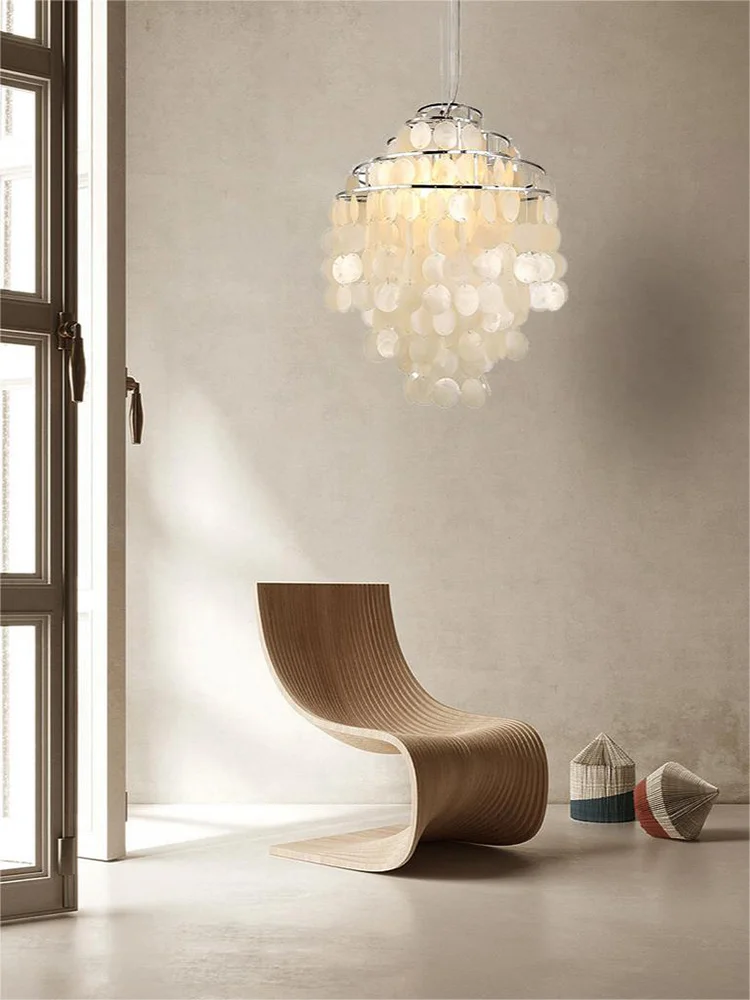 Imagem -05 - Francês Seashell Teto Luzes Pingente Clássico Elegante Led Regulável Lâmpadas Suspensas Macio Conforto Decoração do Lar Sala de Estar