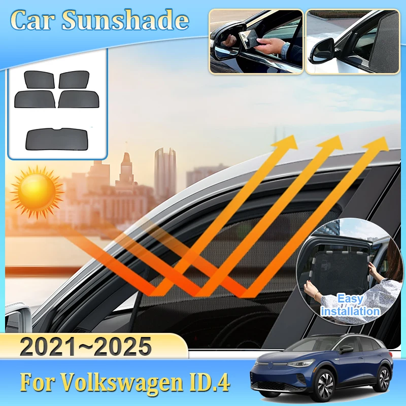 

Mesh Sun Shade For Volkswagen ID.4 VW ID4 ID 4 2021~2025 Car Magnetic Sunshade Anti-UV Blocking Visor Tools Parts Accessories