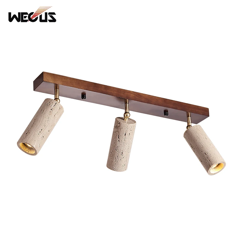 

Wood Style Simple Living Room LED Spotlights Corridor Cloakroom Clothing Store Surface Mounted Travertine Ceiling Light