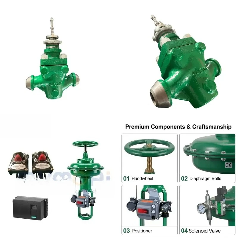 Pneumatic Diaphragm Actuator Single Seat Control Valve BW Welded Body for Steam Pipeline