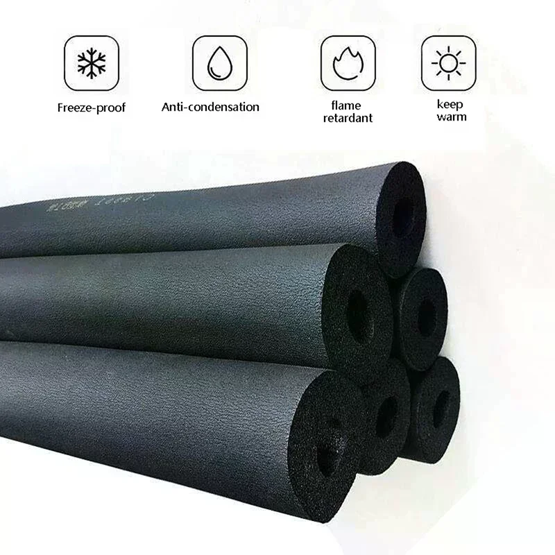 1.8M Sponge Rubber Pipe Black Waterproof Pipeline Holder Thermal Insulation Tubular Protective Sleeve For Air Conditioning