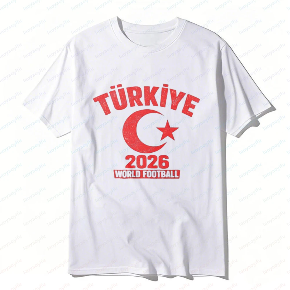 Türkiye 2026 Football Unisex Cotton T-Shirt Turkish Soccer Fan Casual Tops National Team Futbol Souvenir Trend Men's Clothing