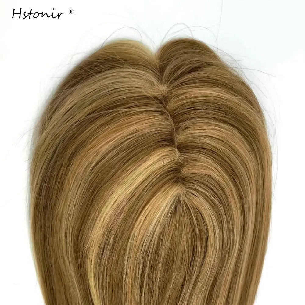 Hstonir Capillary Prosthesis Woman Human Hair Topper Crab Hair Clip Wig Piece Real Hair Piece Mono Lace European Remy Hair TP04