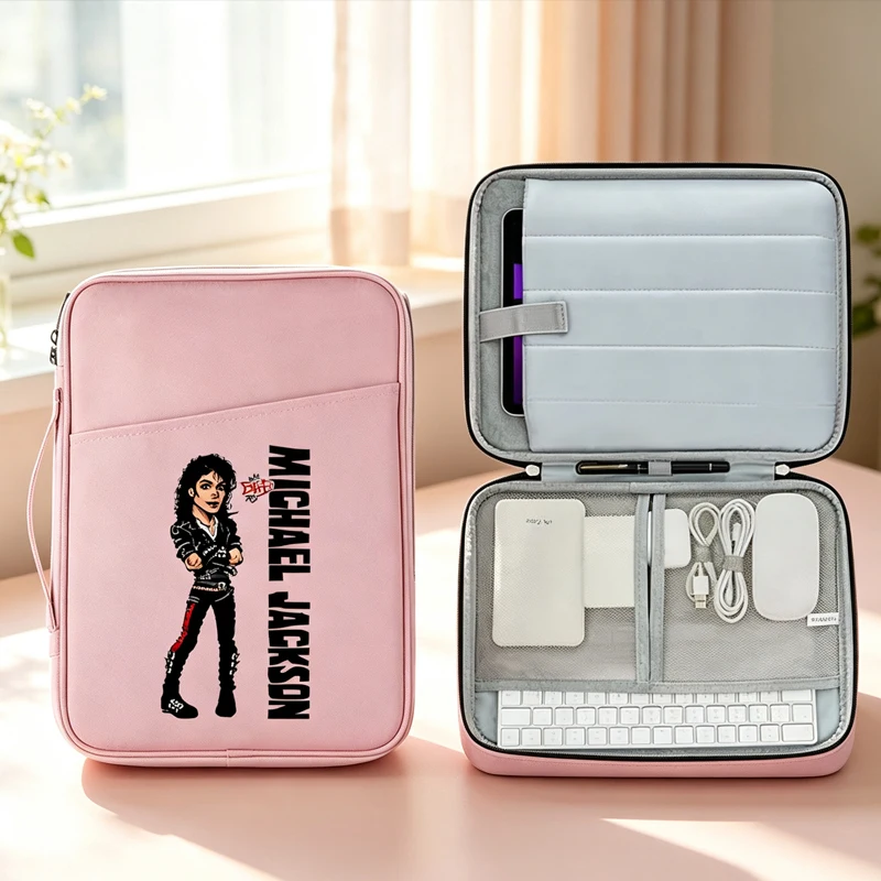 MJ Michael Jackson Tablet Sleeve 11-13 Inch Waterproof Laptop Bag with Organizer Pouch for IPad Pro Air Accessories Storage Case