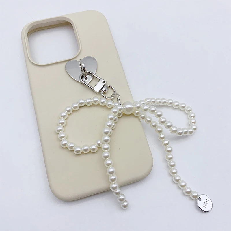 Semplice ciondolo con fiocco di perle portachiavi con catena del telefono accessori per ragazze di moda regali borsa con ciondolo decorazione