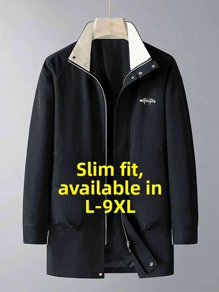 

Mo Cha Trendy Brand Oversized Mid-Length Men's Jaet Spring Autumn Casual Outerwear Polyester Fiber Warmth-Bearing Zipper Cl...