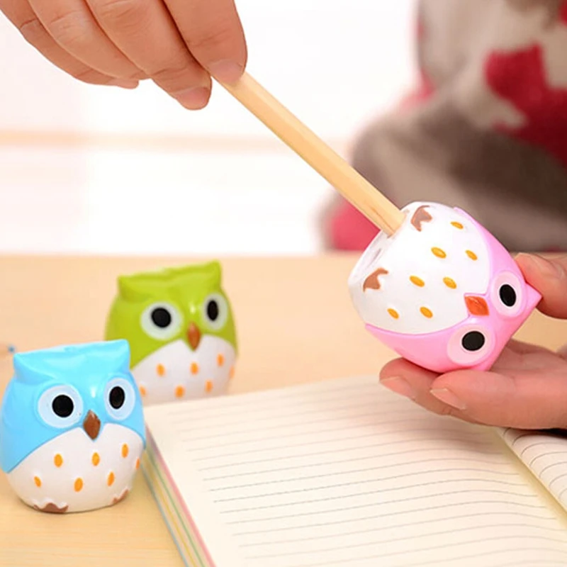 Lovely Double Hole Pencil Sharpener Manual Owl Shaped Student Prize Child Reward Present Office School Home Stationery