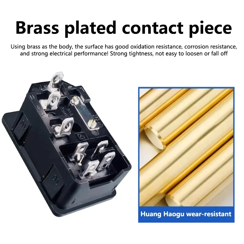 

Розетка переменного тока с предохранителем 10 А, красный кулисный переключатель IEC320 C14, входная розетка, разъем предохранителя