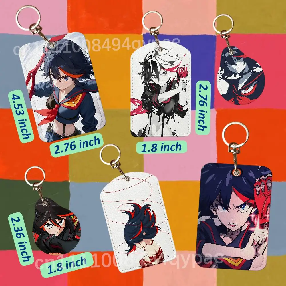 Ryuko K-Kill La Kill Leather Access Card Case Anti-lost Card Holder Keychain Accessories Fingerprint-proof Key Tag Ring