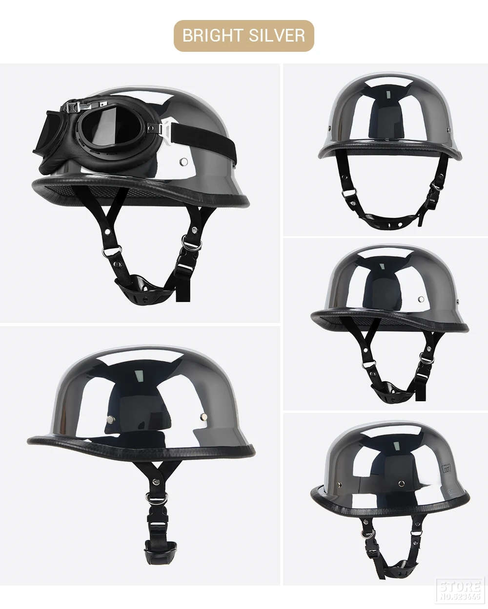 Motorrad Halbhelm Deutscher Leder Vintage Helm Casco Moto Motorrad Jethelm Biker Pilot DOT Zertifizierung S-XXL – Detail 10