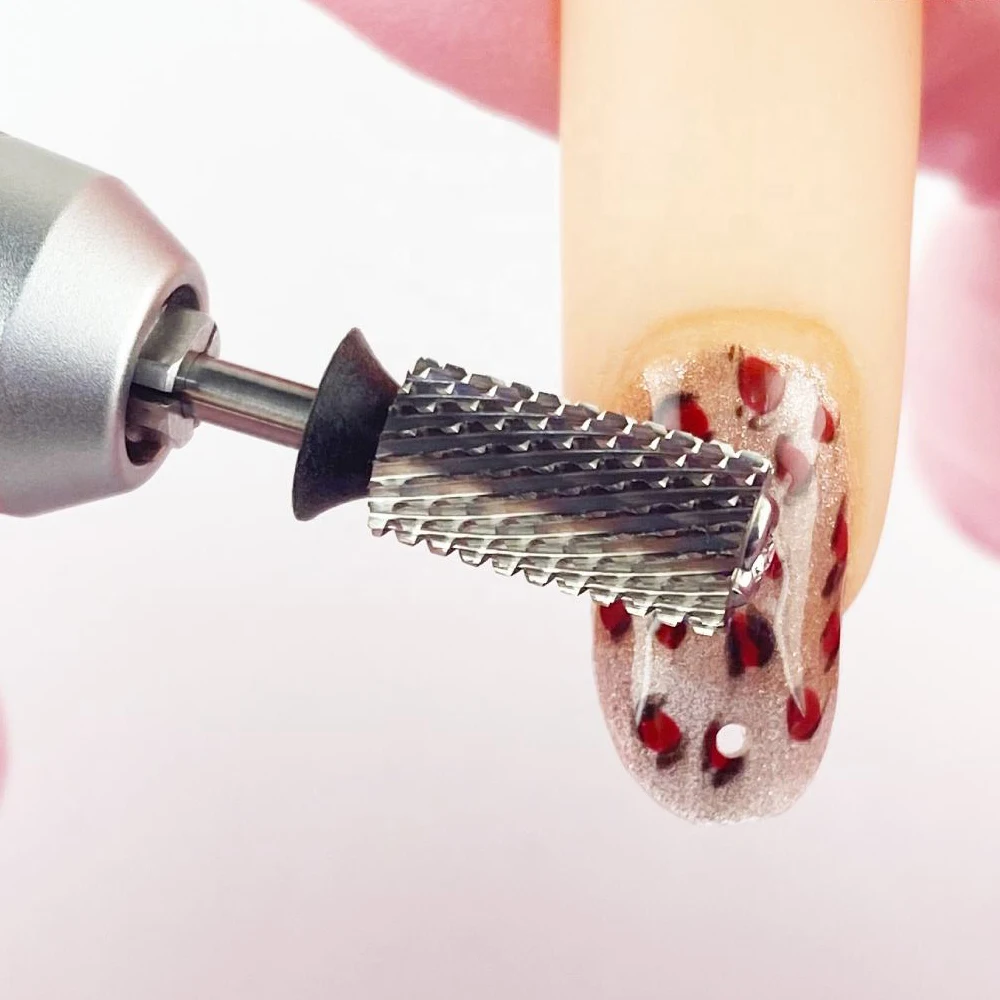 6.6mm Crystal Top Large Barrel Bits, Carbide Acrylic Nail Drill Bits,Electric Manicure Burrs Accessories Gel Removal