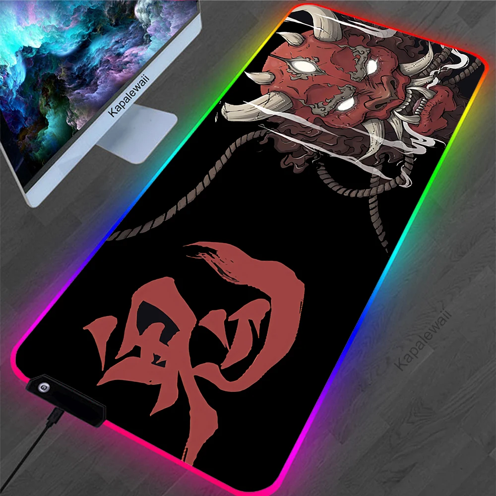 

Японский Oni игровой коврик для мыши RGB игровой коврик для мыши большой светодиодный коврик для мыши с запирающимся краем коврик для клавиатуры резиновый коврик с подсветкой