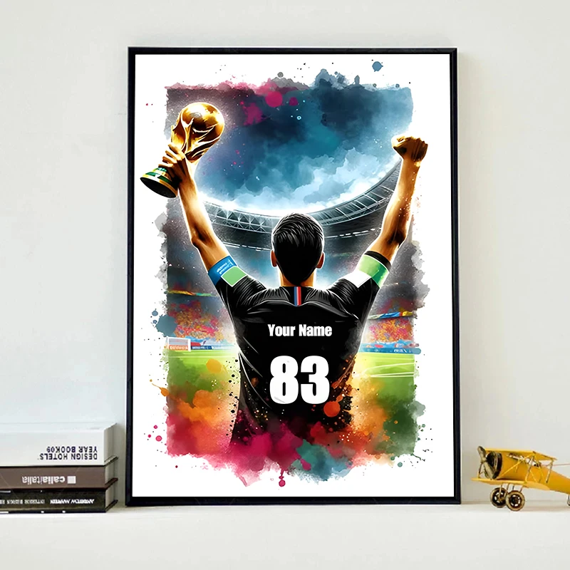 Personalized Football Player Name Posters Unique Watercolor Football Canvas Painting Idea Sport Gift First Name Man Art Prints