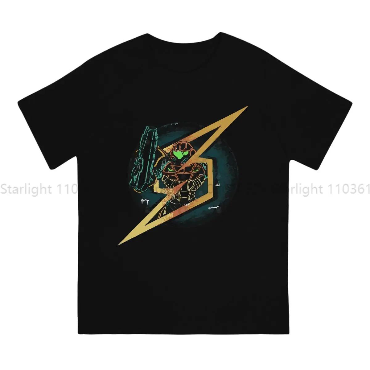 Samus Lightning Ball Man's TShirt Super Metroid Crewneck Short Sleeve T Shirt Funny Birthday Gifts