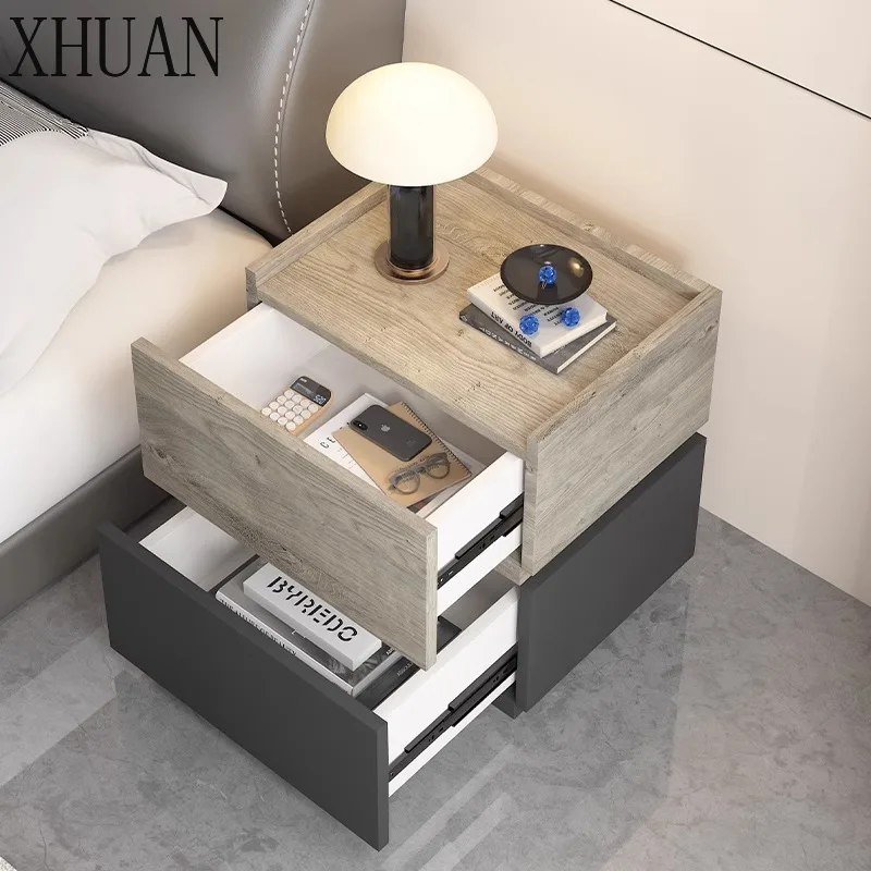 Indoor furniture modern simple bedroom creative combination locker bed and breakfast wood light luxury high-end bedside tabl