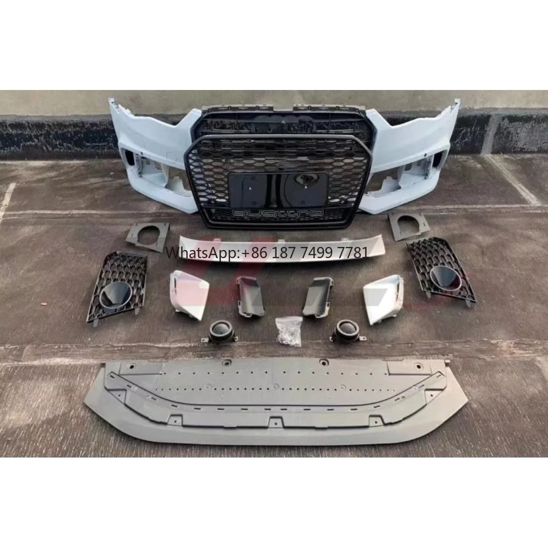 

PP Car Bumpers for . A6 2016-2018 Upgrade to RS6 Include Plastic Front Bumper Rear Lip ABS Grille