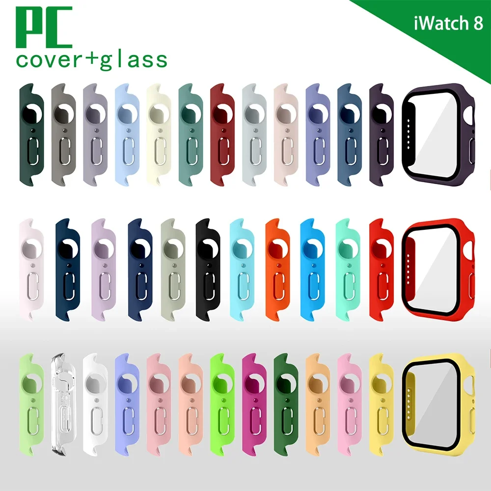 Funda para Apple Watch 8 7 45mm 44mm 40mm iwatch Series 6 SE 5 4 3 42mm 38mm vidrio + cubierta protectora de pantalla accesorios para Apple watch