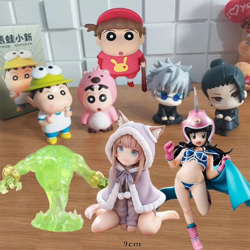 

Cute Dragon Ball Z Figure Chichi Goku Child Statue Q Version Sakurada Nene Shin Chan Figure Frog Nohara Doll Jujutsu Kaisen Toys