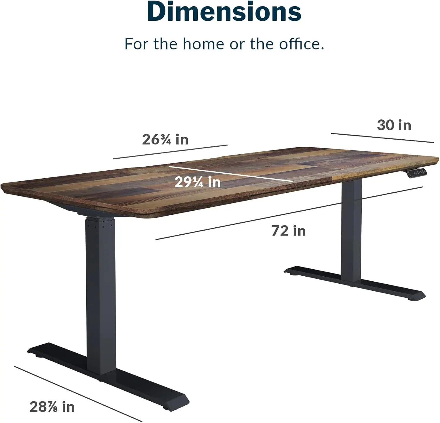 Electric Standing Desk - Varidesk Height Adjustable Sit/Stand Desk - Dual Motor with Memory Presets, Stable T-Style Legs-72”x30”