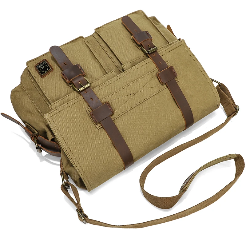 Vintage Military Leather Canvas Laptop Bag I AM LEGEND Will Smith Crossbody Shoulder Bag Men Messenger Bags