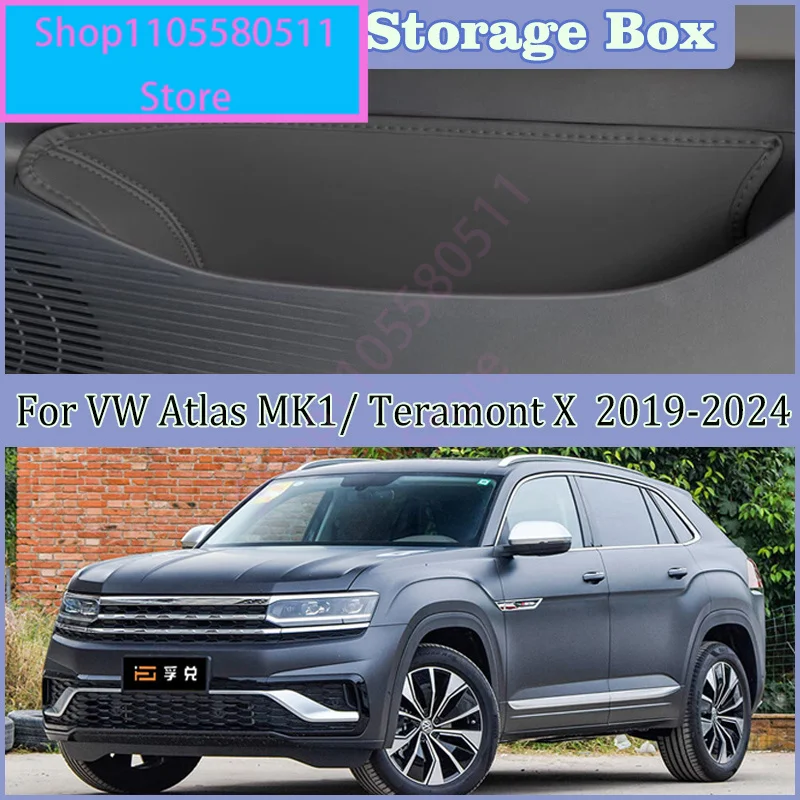 Auto Door Slot Storage Box For Volkswagen VW Atlas Accessories MK1 Teramont X 2019-2024 Storage Covers Interior Stowing Tidying