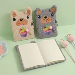 Kawaii Plush Puppy Shaped Diary Book with Lock A5 Polar Fleece Themed Cute Diary Korea Style A5 Notebook for Girls Stationery