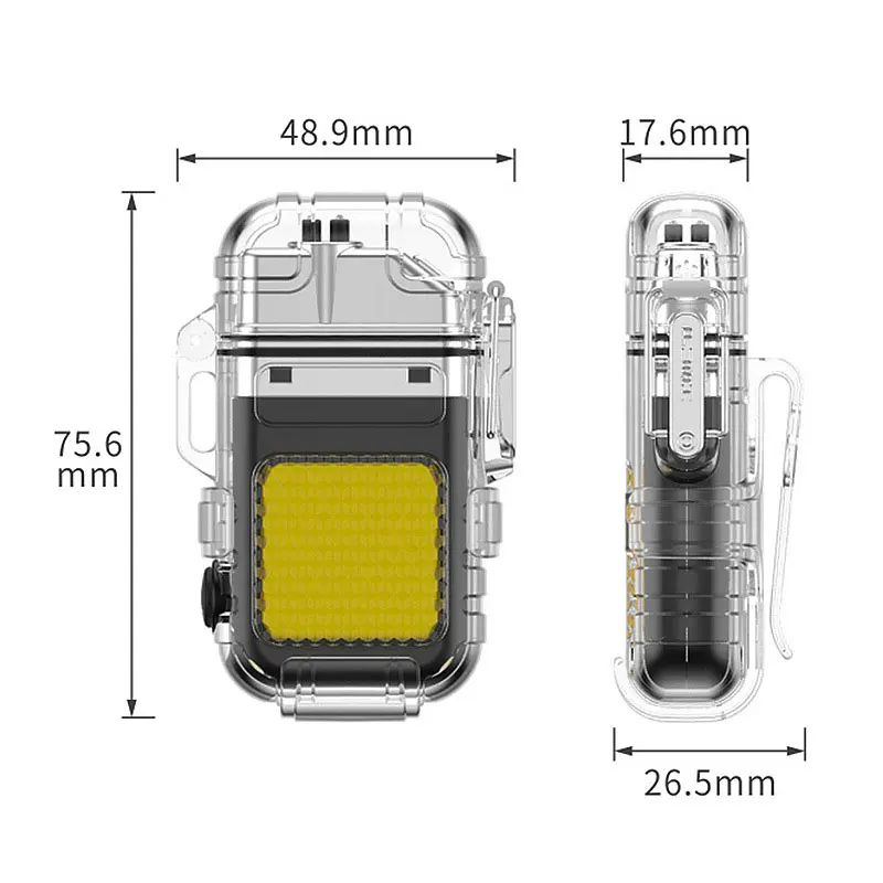 Rechargeable COB Keychain Flashlight Double Arc Lighter Torch Waterproof Mini Portable Outdoor Camping Lighting Tool Work Lights