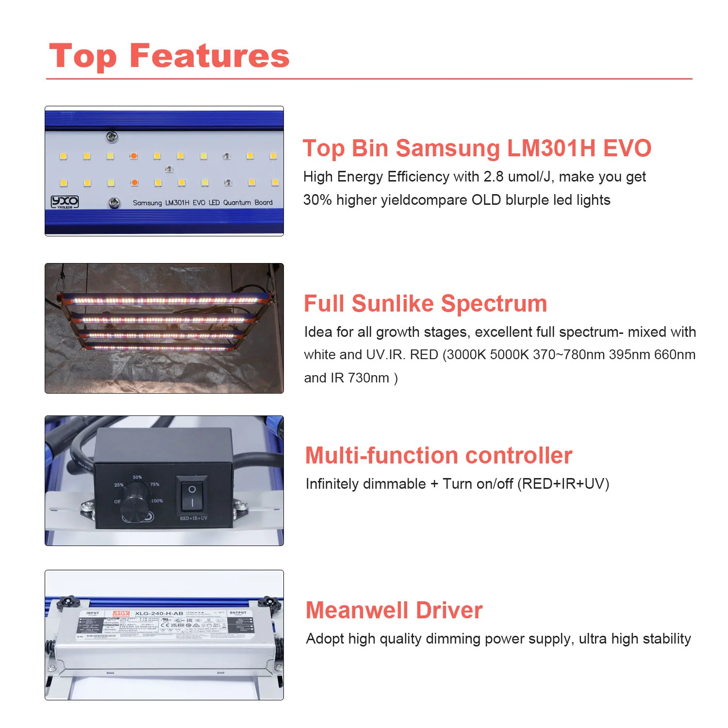 240W LED Grow Light Bar High Efficiency LM301H EVO Quantum Tech Indoor Plant Growth Lighting Stock in Brazil