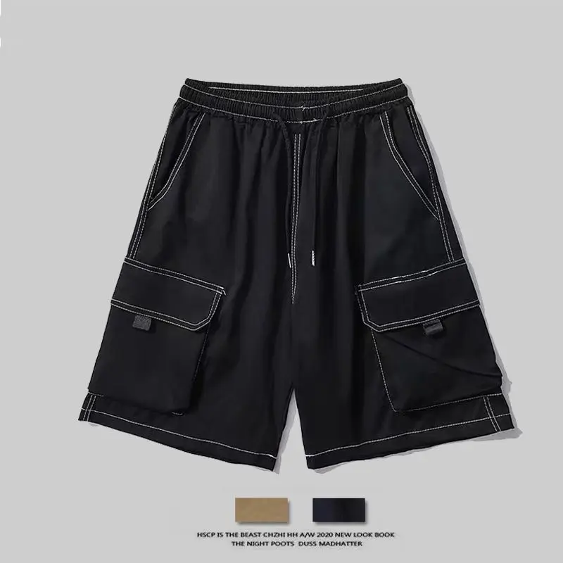 Jeugd Vintage Meerdere Zakken Losse Heren Cargo Shorts Nieuwe Klassieke Taille Trekkoord Straat Toevallige Mannelijke Mode All-Match korte