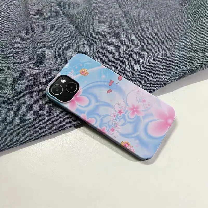 Pink and Blue Cherry Blossoms Phone Case for IPHONE 17 Air 16E 15 PROMAX 14 Plus 13 12 MINI 11 PRO 16Plus XR Acrylic Phone Cover