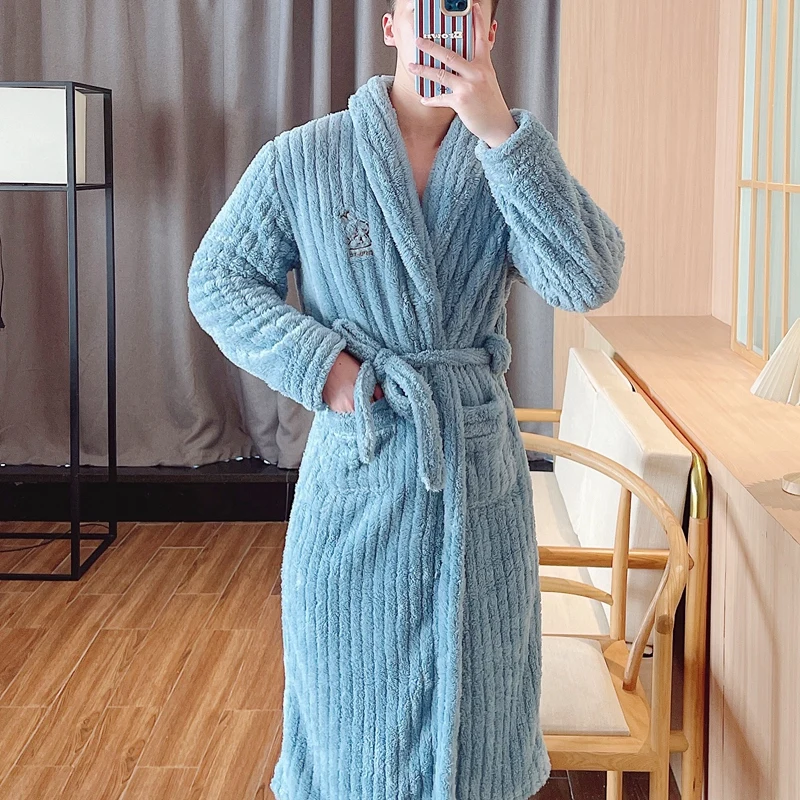 Men's robe - rabbit treasure mist blue