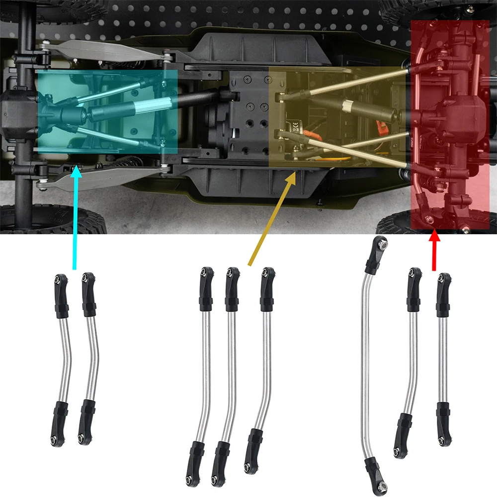 YEAHRUN Metal Hi-Clearance Suspension Links Linkages and Rod End for 1/10 Element Enduro Sendero HD, ECTO Trail Zuul
