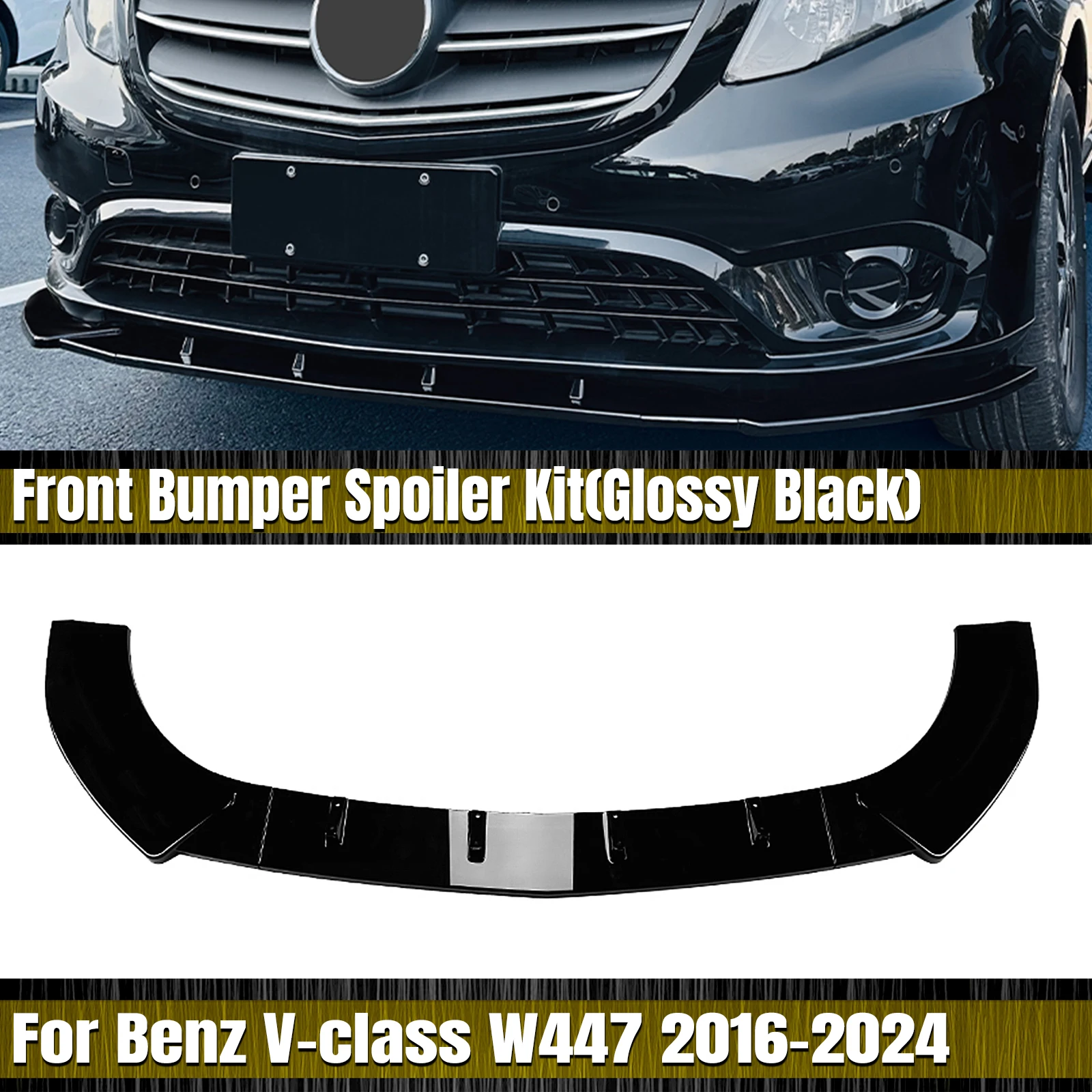 

Front Bumper Spoiler Lip Lower Splitter Blade For Mercedes Benz V Class W447 2016 2017 2018 2019 2020 2021 2022 2023 2024