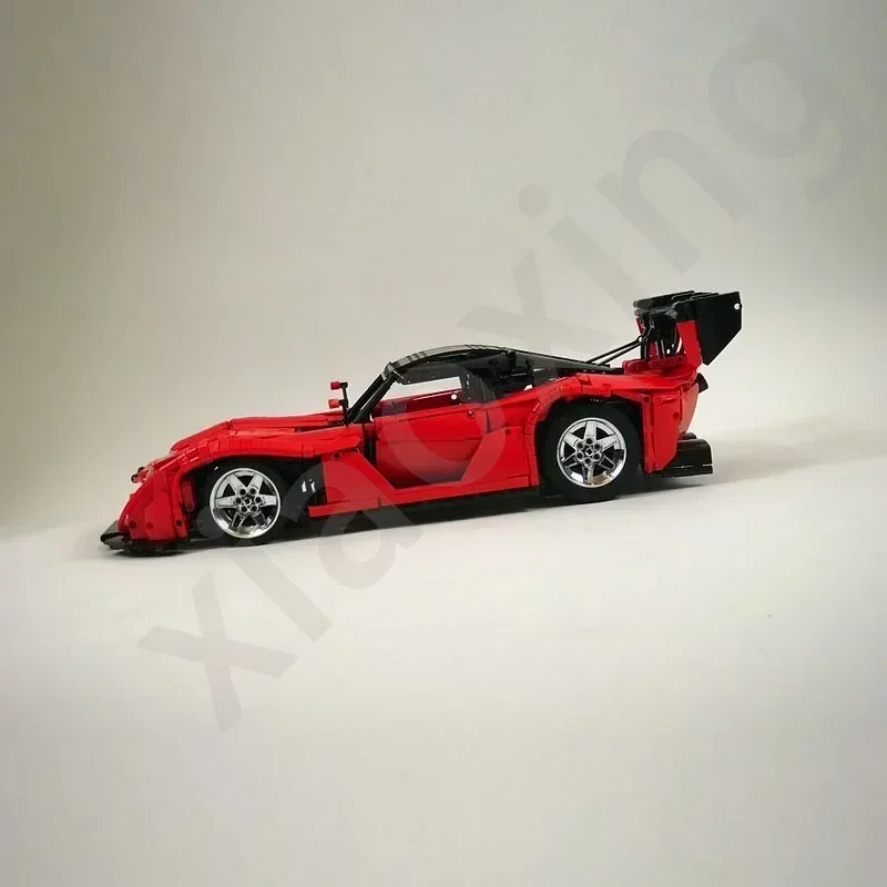 Famous Designer New MOC-22346 Red Supercar Oversized Rear Wings Big Wings Building Block Model Sports Car Kids Birthday Toy Gift