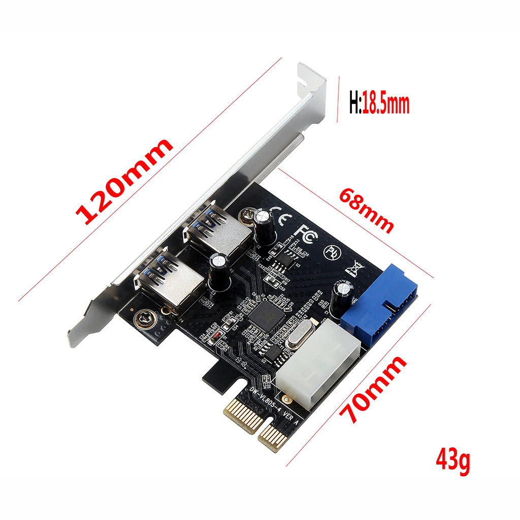 Add On Cards SuperSpeed 10Gbps USB 3.1 2 Port PCI-E Express Card 15pin SATA Power Connector PCIE Adapter ASM1042 Chipset USB HUB