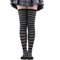 Thigh High Stockings Womens Striped Ladies Girls Black White pink Long Over Above Knee Socks femboy Cosplay Lolita Harajuku Y2k